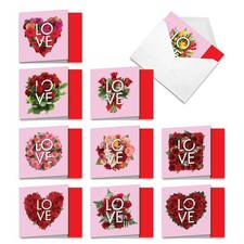 10 Valentine's Day Card Pack w/Envelopes - Blooming Love NobleWorks