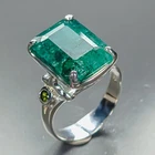 Handmade 10 ct+ Natural Green Beryl Ring 925 Sterling Silver Size 7 /R481534