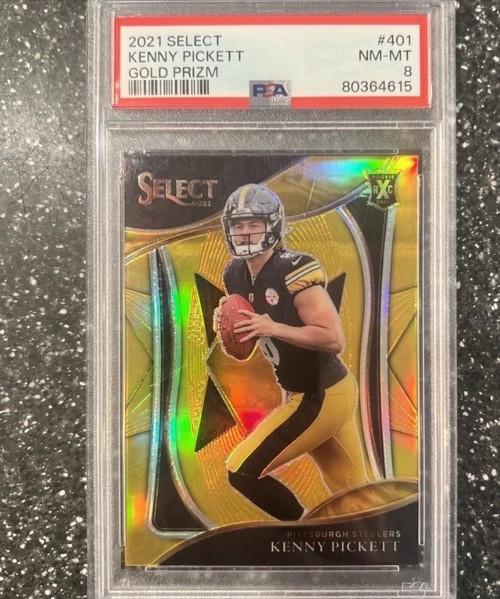 KENNY PICKETT PSA 8 2021 PANINI SELECT 401 XRC GOLD PRIZM ROOKIE RC /10