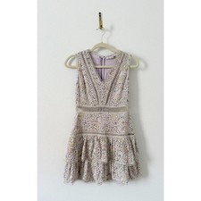 Alice + Olivia Tonie Purple Floral Embroidered Eyelet Mini Dress US 2