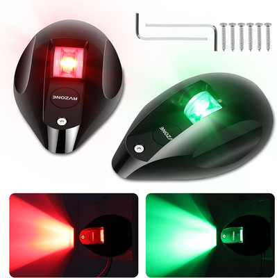 RVZONE Red & Green LED Boat Navigation Lights - IP67 Waterproof Bow & Stern Nav