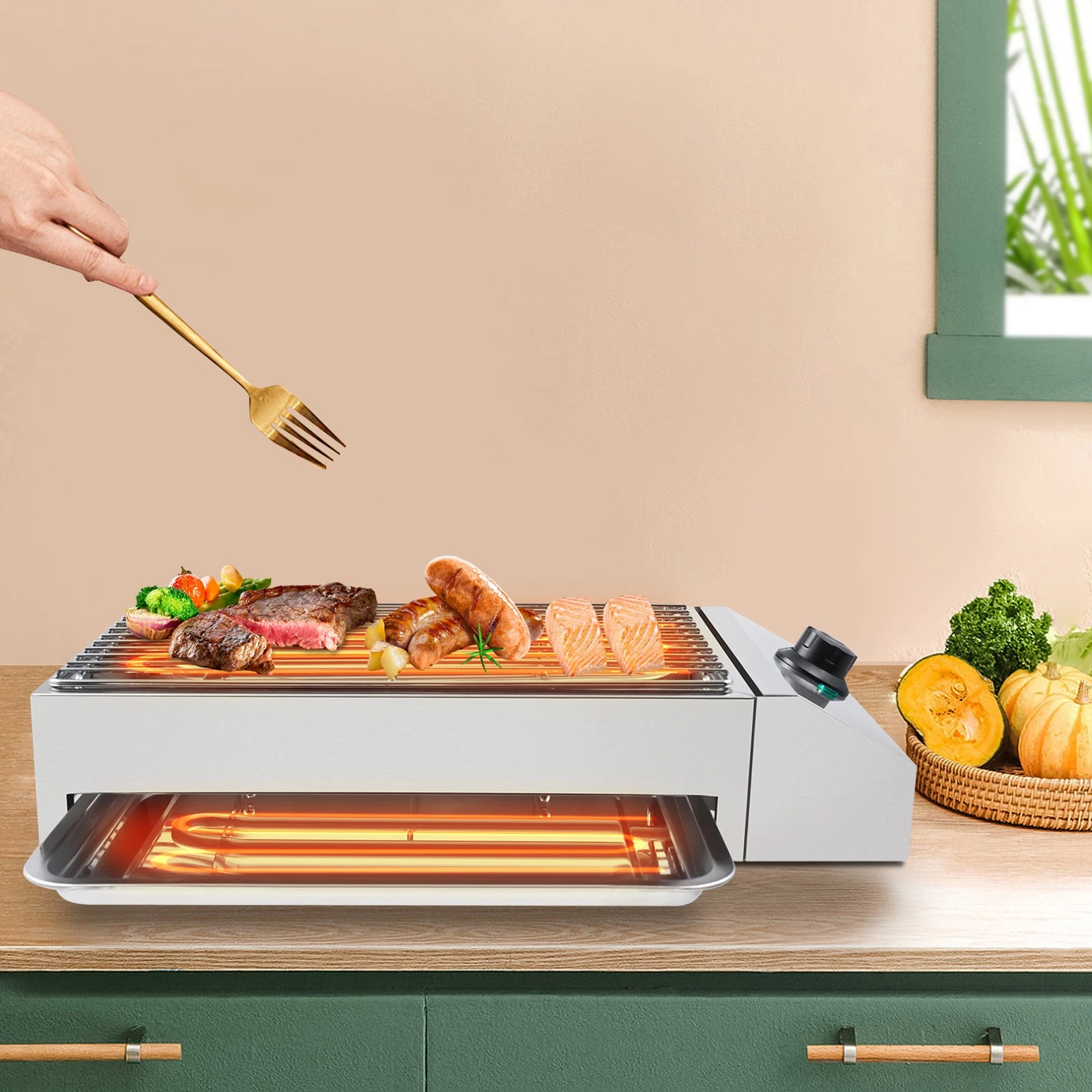 Electric 1800W Griddle Flat Top Grill Hot Plate BBQ Countertop Commercial Grills