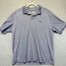 Tommy Bahama Mens Large L/G Blue Heathered Short Sleeve Polo Shirt Island