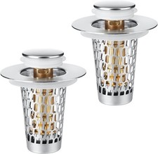 Bathroom Sink Drain Strainer 2Pack, Stainless with Filter Basket Hair catcher.