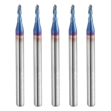 5pcs Spiral Router Bit 1/8"x1/16"x3/16"x1-1/2" Nano Blue Coat 2 Flutes 30 Degree