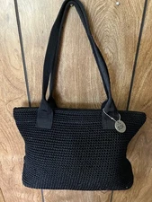 The Sak Black crochet shoulder bag