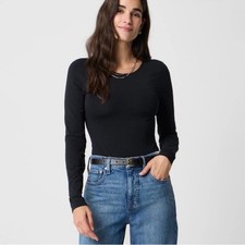 J.Crew Long-sleeve stretch cotton-blend bodysuit S