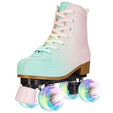 Roller Skates for Girls and Women, Cozy PU Leather Gradient Color Skates with...