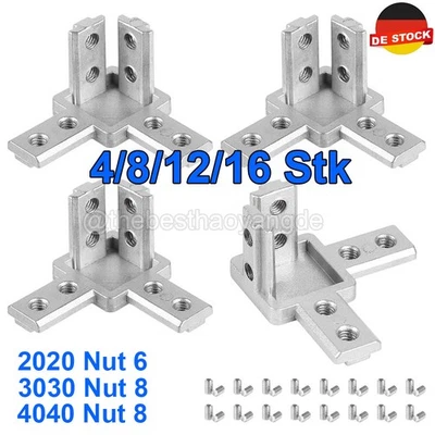 MARKENLOS 4-16X Profilverbinder Eckverbinder 3-Wege Eckwinkel 20/30/40mm Nut 6/8 Aluprofil