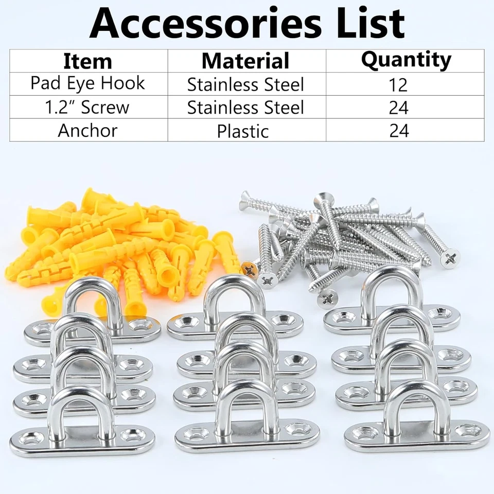 12件装不锈钢垫眼板U钩1.8英寸环钩吊钩Sc — 第 3/4 张图片
