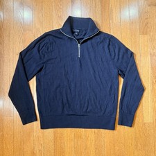 J.Crew Men's Medium Merino Wool Blend Quarter 1/4 Zip Sweater Mock Neck Pullover