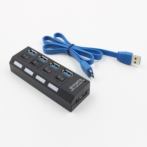 4-Port USB Hub 3.0 High-speed Data Transfer Ports Splitter with Individual and - Afbeelding 5 van 5