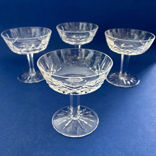 4 Waterford Crystal Lismore Coupe Champagne Sherbet Glasses  Vintage Old Mark