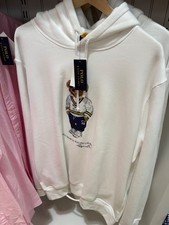 NWT Polo Ralph Lauren White TENNIS BEAR Fleece Hoodie Sweatshirt