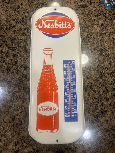 Awesome Vintage 'NESBITT'S THERMOMETER - orange soda sign - Metal - 16" - WORKS