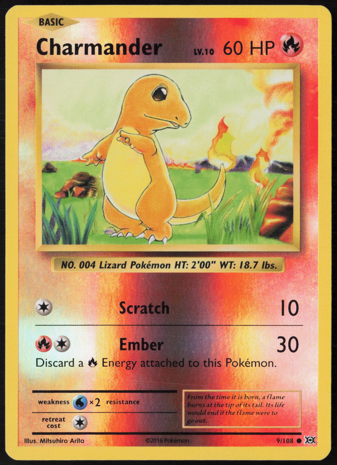 Charmander Reverse Holo 9/108 XY - Evolutions NM