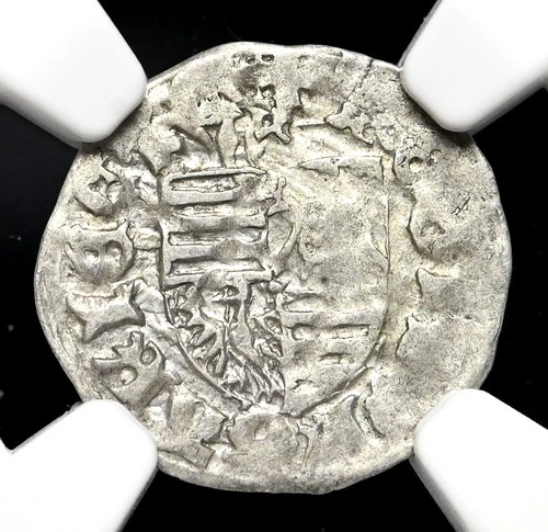 HUNGARY. Sigismund of Luxembourg, 1387-1437. Silver Denar, NGC AU50