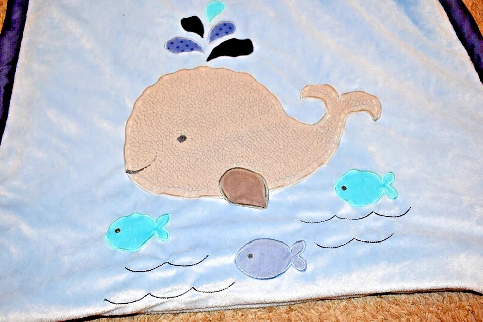 G9 LN KOALA BABY Azul Gris Ballena Pez Felpa Terciopelo Sherpa Bebé Cuna Manta Foto 4 de 4