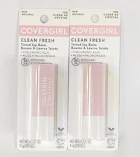 CoverGirl Clean Fresh Tinted Lip Balm Hyaluronic 100 CLEAR AS CRYSTAL (2-PK)