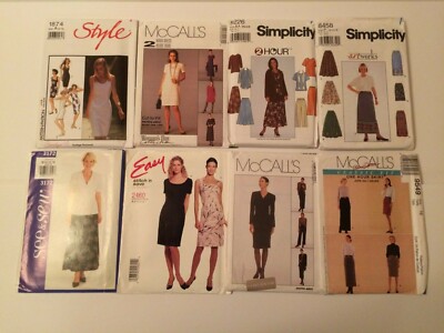 UNCUT Pattern Lot of 8 ~ Vintage McCall's, Simplicity, Style Dresses and Skirts 