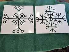 Viking Symbols Stencils Reusable Lot Of 2 7.9 X 7.9 Inch