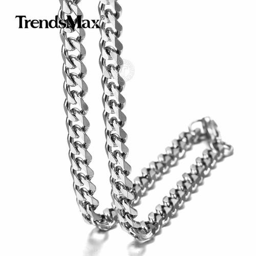 3/5/7mm 7-36" Silver Stainless Steel Cuban Curb Chain Necklace Bracelet Hot Sale - Picture 7 of 27
