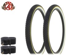 2 ALTA BICYCLE WIRE BEAD TIRES 26 x 2.125 YELLOW LINE HEAVY DUTY DIAMOND w/TUBES