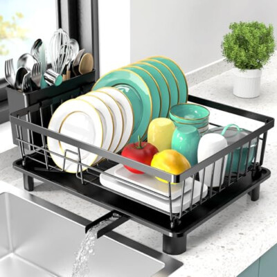 Dish Rack for Kitchen Counter, Stainless Steel Dish Rack with