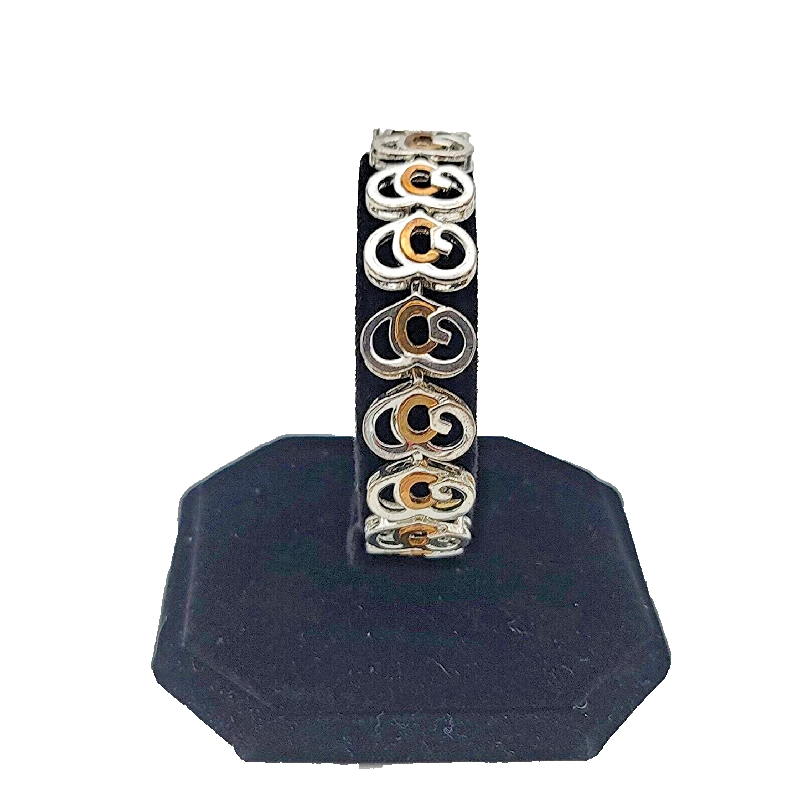 Bracelet bijoux Supreme argent et or cœurs imbriqués 7,5 pouces WO0501