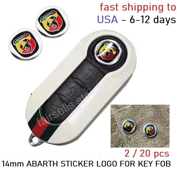 2 or 20pcs Abarth 14mm 3D Aluminum Logo Key Fob Decoration Emblem Badge Sticker