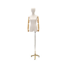 Adult Female Faceless White Linen Dress Form Mannequin with Flexible Arms  Base