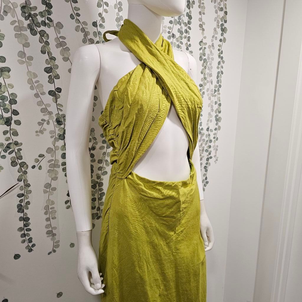 simon miller green dress Rayna Appliqué Bustier Maxi Dress