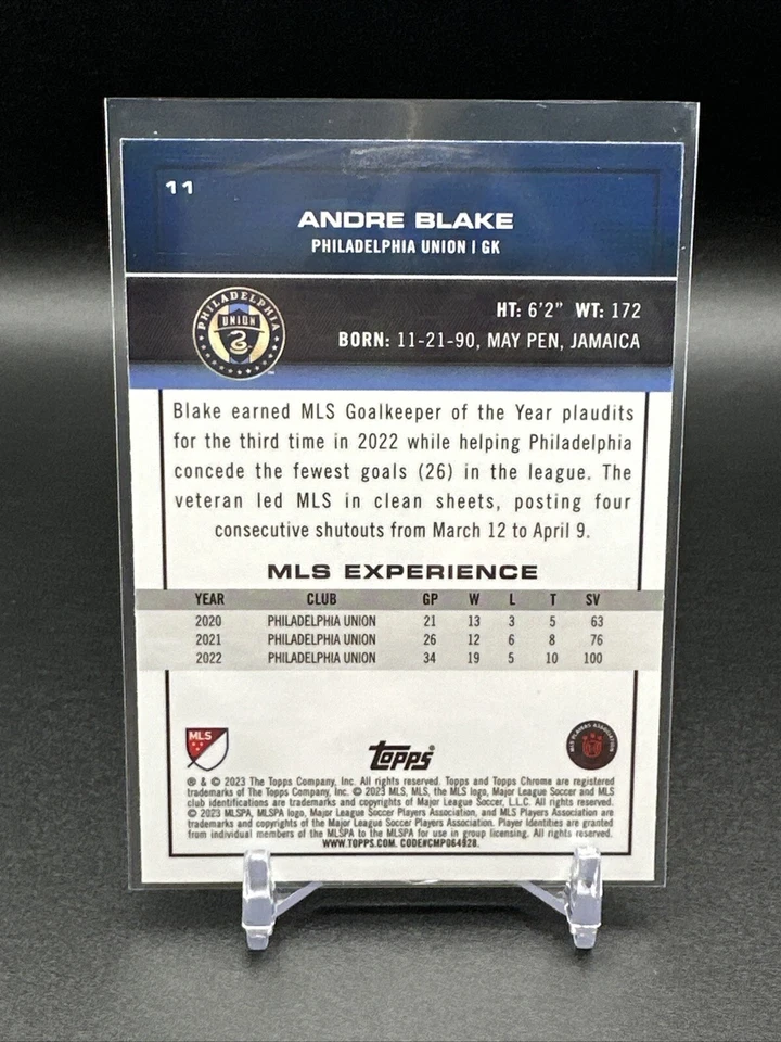 2023 Topps Chrome MLS #11 Andre Blake Philadelphia Union Soccer - Image 2 of 2