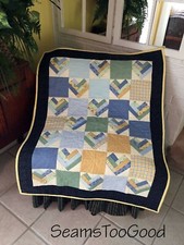 Baby Flannel Heart Paper Pieced Quilt - Handmade and machine quilted