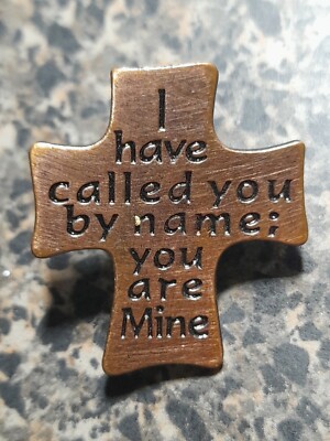"I Have Called You By Name" Cross Lapel Pin | 1 1/8 Inch Bronzed Tone | Religious Gift, Tie Tack, Brooch - View #12