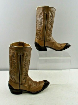 Ladies M L Leddy Tan Leather Pointed Toe Western Cowgirl Boots Size 6 Ebay