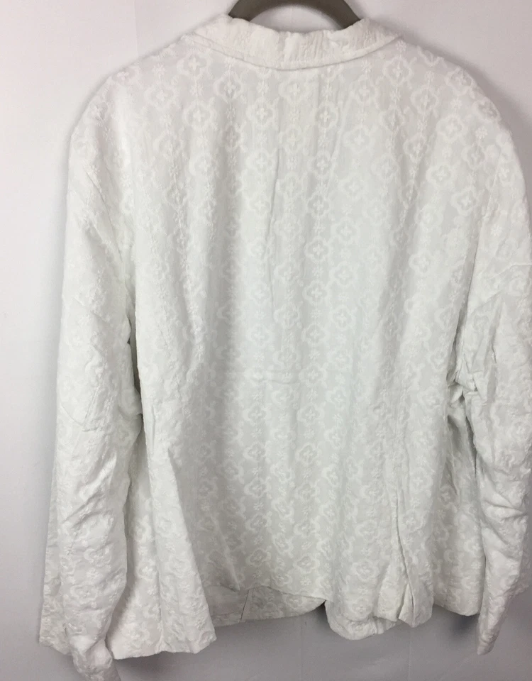 LIZ CLAIBORNE Women's 3X Floral Embroidered White Lined Collared Jacket Blazer — 第 3/4 张图片