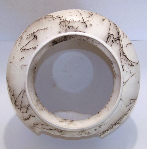 Large Horse Hair Pottery Vase Vessel W/ Concave Adobe Scene Hand Made 7" Tall - Picture 6 of 7