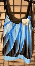 NWT B2prity Blue Black Tankini Bathing Suit Top Sz XL