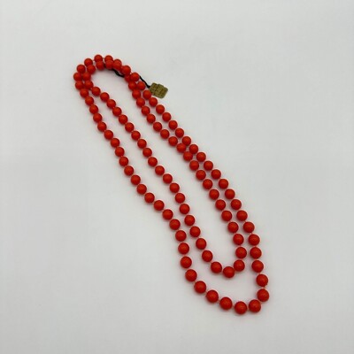 Vintage Beaded Necklace Orange Jewelry by Suzanne 1950s Glam Original Tag Autumn