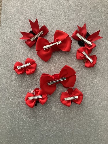 Mixed Lot Of Girls Red Xmas Hair Bows Handmade New 2 - Picture 5 of 6