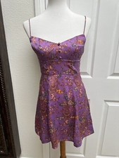 Urban Outfitters Fit And Flare Size M Dress Purple Floral Stretch Adjustable NWT