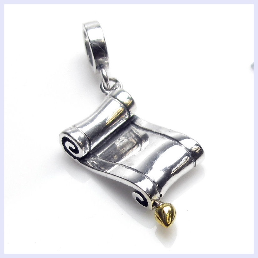 Queenberry Scroll Certificate Graduation Charm | 14k Gold Over .925 Sterling Silver, Fits 3mm European Charm Bracelets - View #5