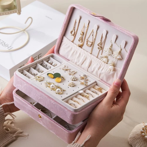 2 Schichten Schmuckkästchen Organizer Große Kapazität Ring Ohrring Halskette Aufbewahrungsbox - Bild 14 von 34