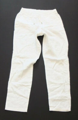 * C&A CANDA Leinen Hose Gr. 40 L TOP Gummibund m. Binden Weiß - Bild 1 von 4