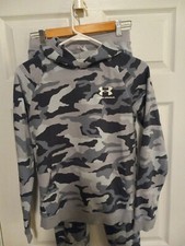Boys Under Armour Loose Cold Gear Slate Gray Camo Hoodie Sweatsuit Size:YXL