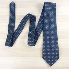 Neck Tie Mens CHAPS Blue Micro Dot Dash Textured Silk Suit Dress Formal Designer