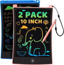 2 Pack 10 Inch LCD Writing Tablet for Kids, Colorful Doodle Board Erasable Drawi