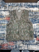 Vtg Mossy Oak Greenleaf Camo Hunting Shooting Vest Mens Sz L USA Made