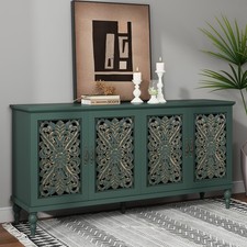 Hollow Carved Four-Door Sideboard with Adjustable Shelves